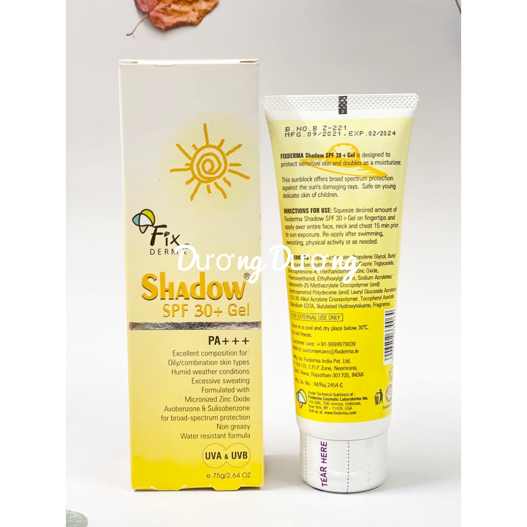 Fixderma Shadow SPF 30+ Gel Chống Nắng, Dưỡng Ẩm Da[Chính Hãng]