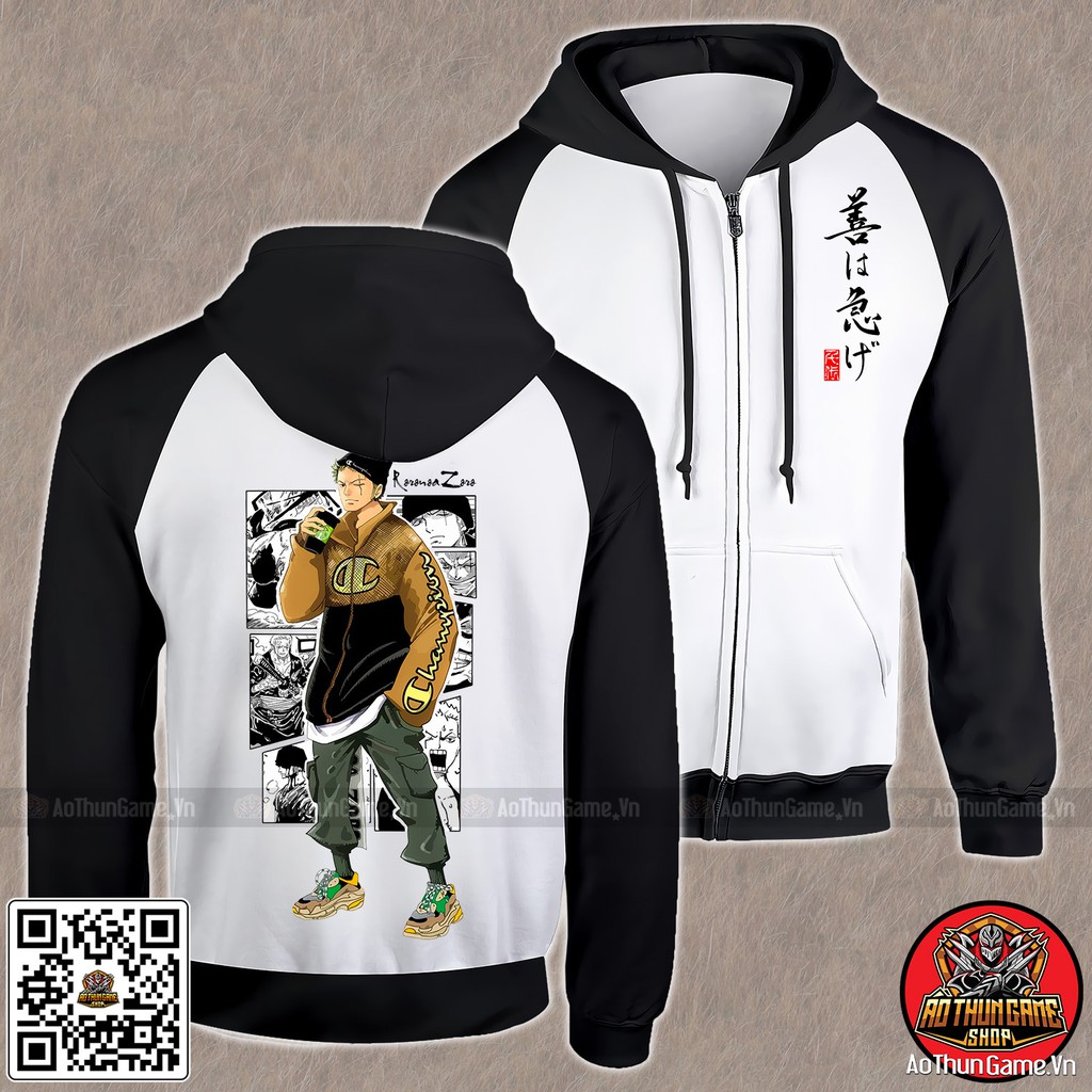 Áo khoác One Piece Zoro K06, Áo khoác hoodie Anime Manga One Piece Roronoa Zoro Unisex Nam Nữ