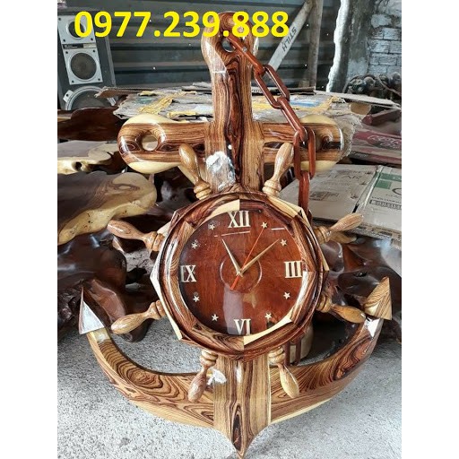 Đồng hồ mỏ neo bằng gỗ cẩm