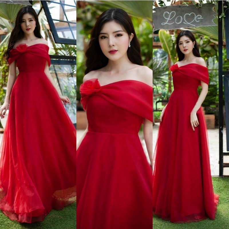 ĐẦM XOÈ MẶC CƯỚI BẸT VAI ĐÍNH HOA full size : S/M/L/XL ( ẢNH VÀ VIDEO CHỦ SHOP TỰ QUAY 100000% )