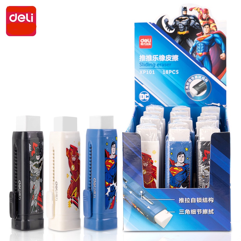 Gôm tẩy Deli hình siêu nhân dạng kéo đẩy - Mềm dẻo, chắc chắn và hạn chế để lại vụn tẩy - XP101
