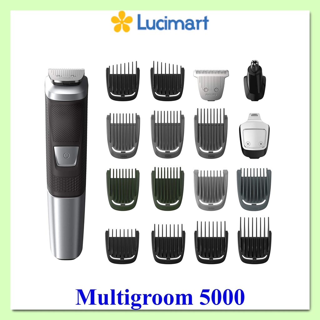 Tông đơ Philips Norelco Multigroom 5000 đa năng, giúp cắt tỉa râu, tóc, lông mũi [Hàng Mỹ]