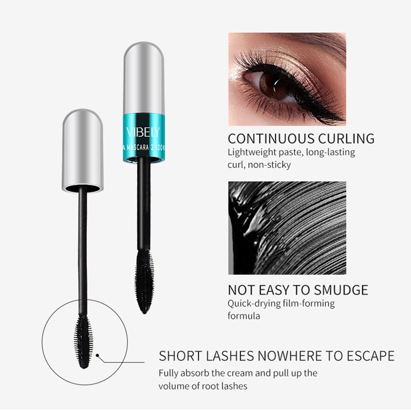 Mascara Sợi Tơ 4D Màu Đen Hai Đầu 2 Trong 1 Chống Thấm Nước Chuốt Mi Cong Dày Và Dài Hơn