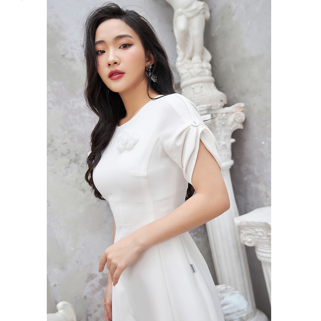 [Mã FAMALLT5 giảm 15% đơn 150k] Đầm váy nữ công sở 92WEAR 2 MÀU, đủ size, dáng xòe nhún tay DEA1318