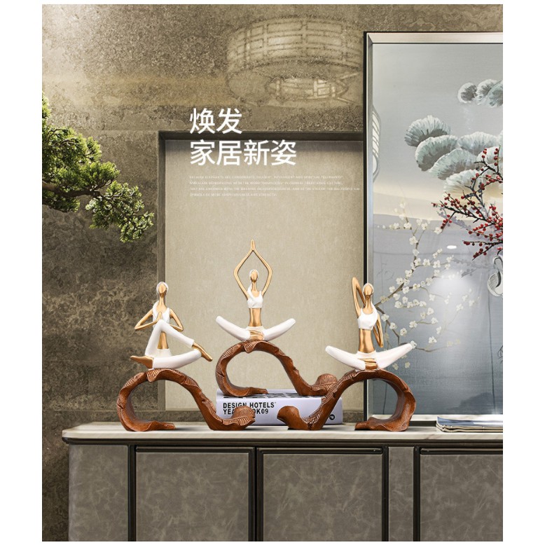 Tượng trang trí để bàn– Set cô gái yoga 3016