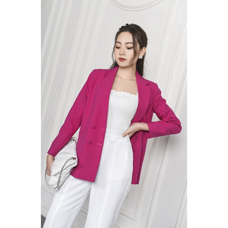 Áo khoác blazer nữ KO-ISAN thiết kế thanh lịch với 04 khuy cúc, chất liệu cao cấp - 390121