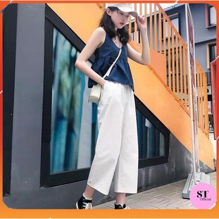 Quần suông đũi ống rộng sang chảnh