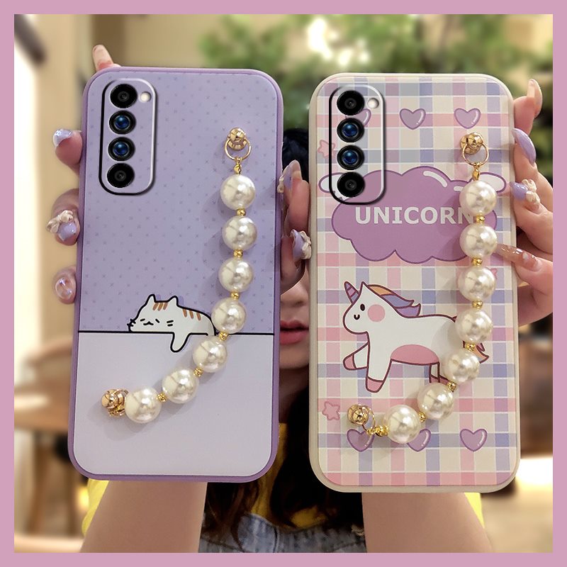 Ốp điện thoại silicon dẻo gắn vòng đeo tay hình gấu đáng yêu cho Oppo Reno4 Pro 4g