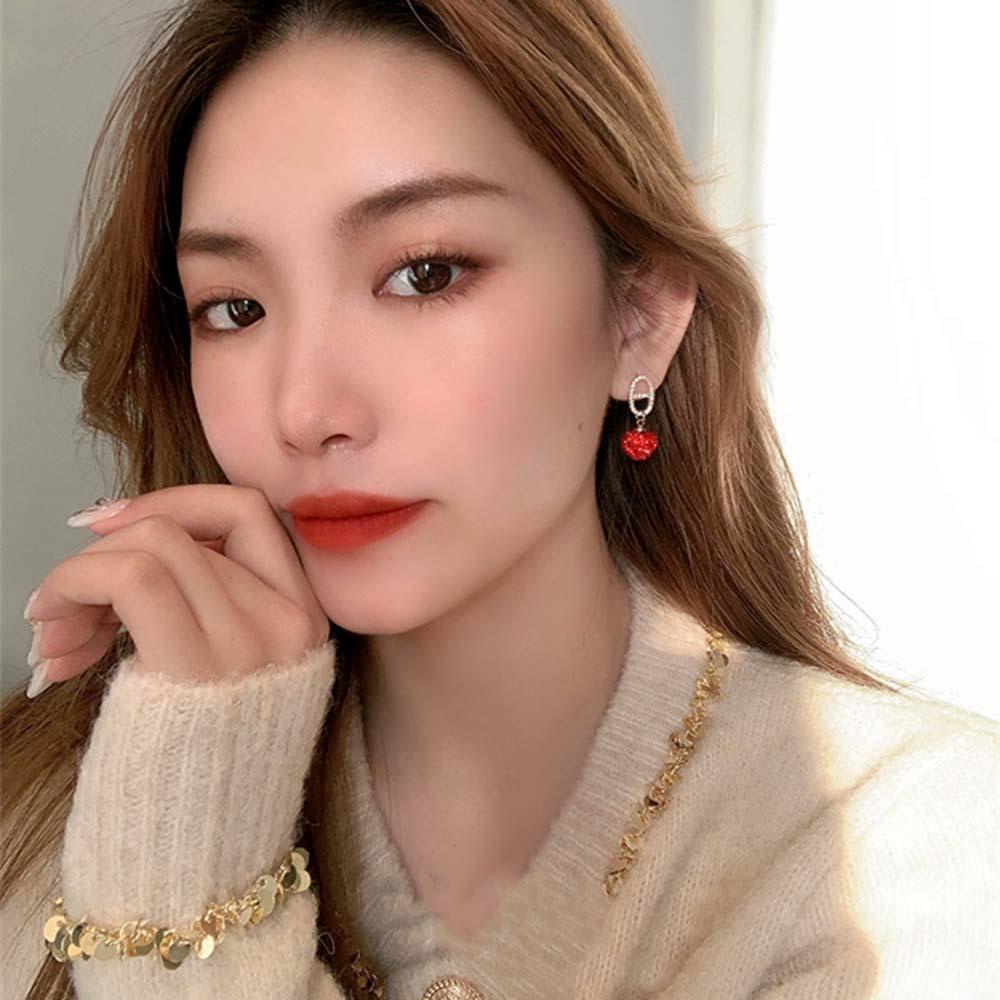Khuyên Tai Lủng Lẳng Đính Đá Đơn Giản Thời Trang Hàn Quốc Cá Tính Cho Nữ