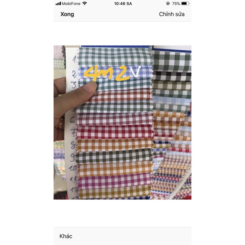 vải caro cotton đủ màu ib