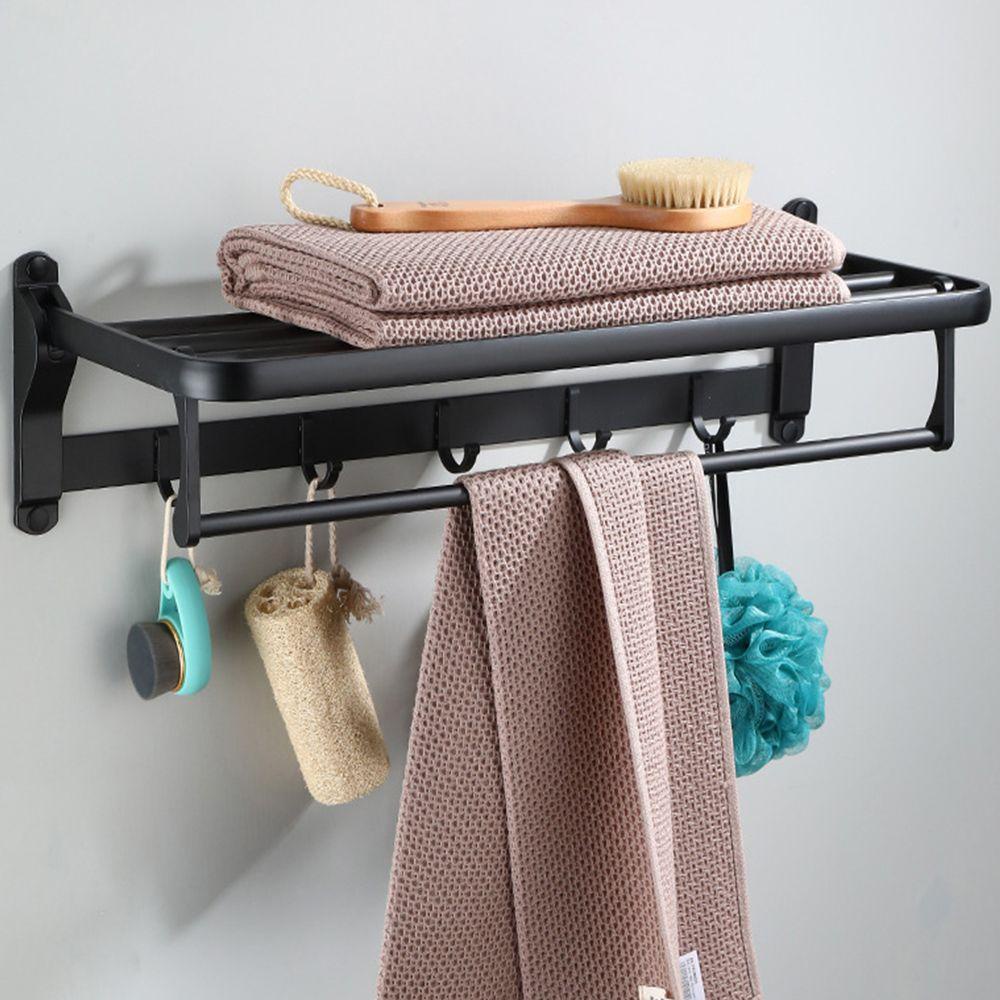YNATURAL Giá Treo Khăn Tắm Màu Đen Kèm Móc Tiện Dụng