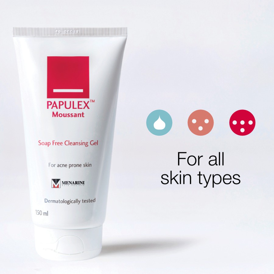 PAPULEX Moussant Soap Free Cleansing Gel 150mL - Sữa Rửa Mặt Ngăn Ngừa & Giảm Mụn Trứng Cá.