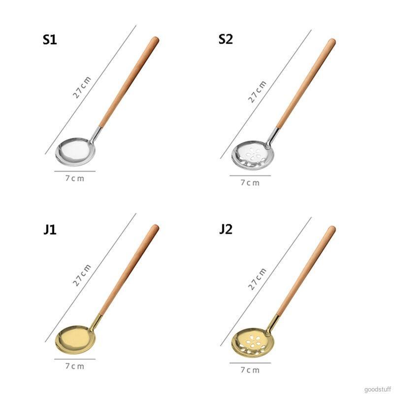 Muỗng Múc Canh Bằng Thép Không Gỉ Tay Cầm Gỗ Phong Cách Nhật Bản