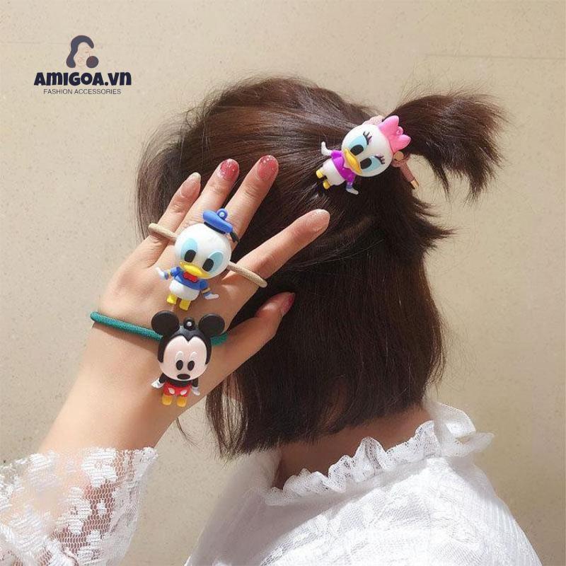 Dây Cột Tóc Co Giãn Hình Chuột Mickey Dễ Thương Cho Bé