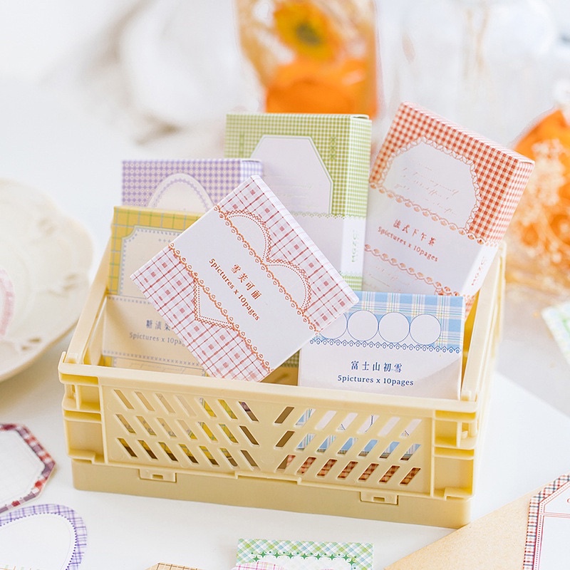 Giấy note ghi chú 50 tờ dạng khung kẻ caro nhiều màu sắc trang trí bullet journal