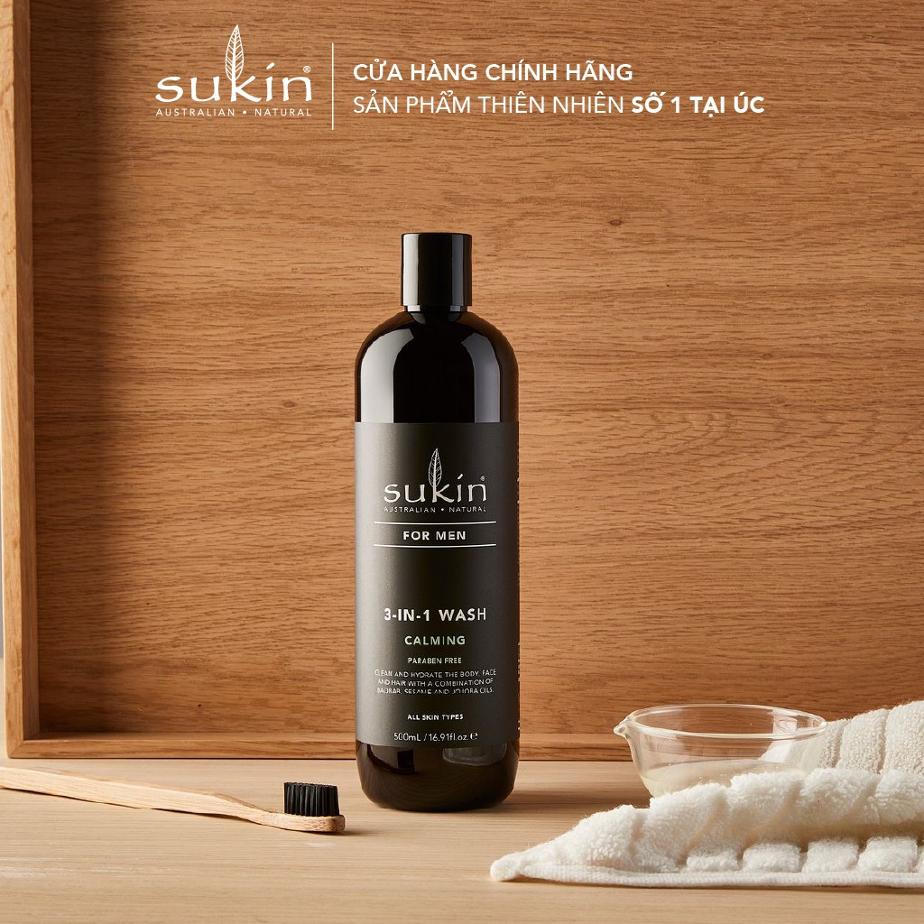 Sản phẩm Làm Sạch 3 in 1 Sukin Sang Trọng Dành Cho Nam Sukin For Men Wash Calming 500ml (BR)