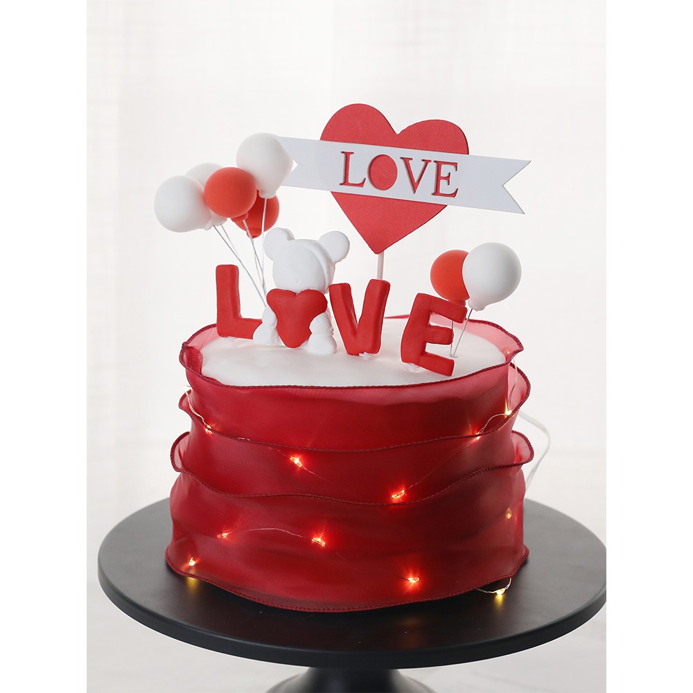 Cây cắm trang trí bánh kem hình cặp đôi gấu dễ thương