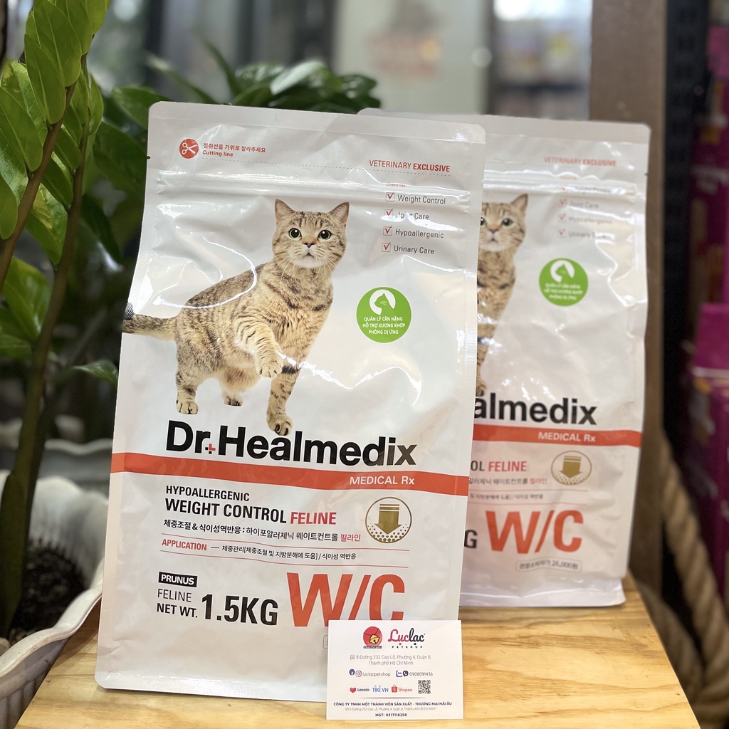 HẠT CHO MÈO KHÔNG GÂY DỊ ỨNG & QUẢN LÝ CÂN NẶNG DR. HEALMEDIX WC FELINE - Túi 1.5 seal hãng