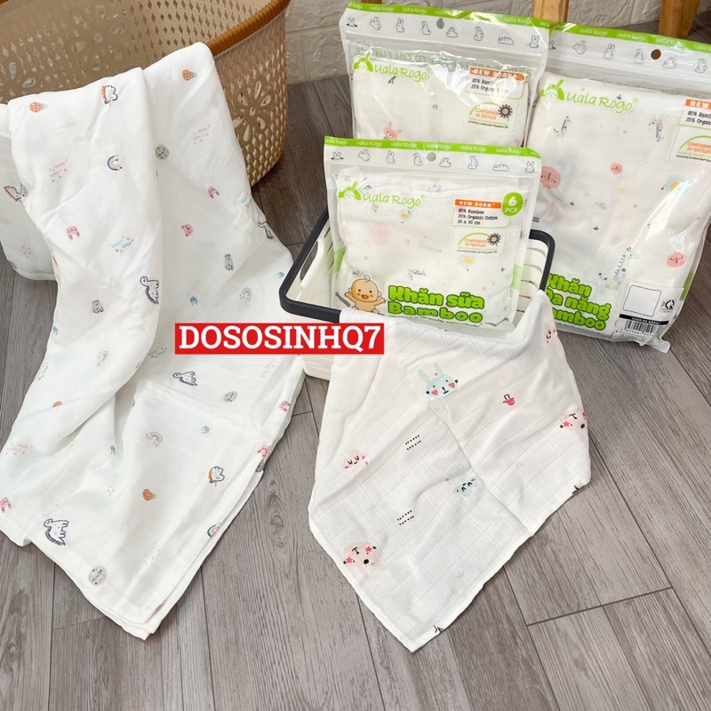KHĂN SỮA SỢI TRE UALAROGO - SET 6 KHĂN