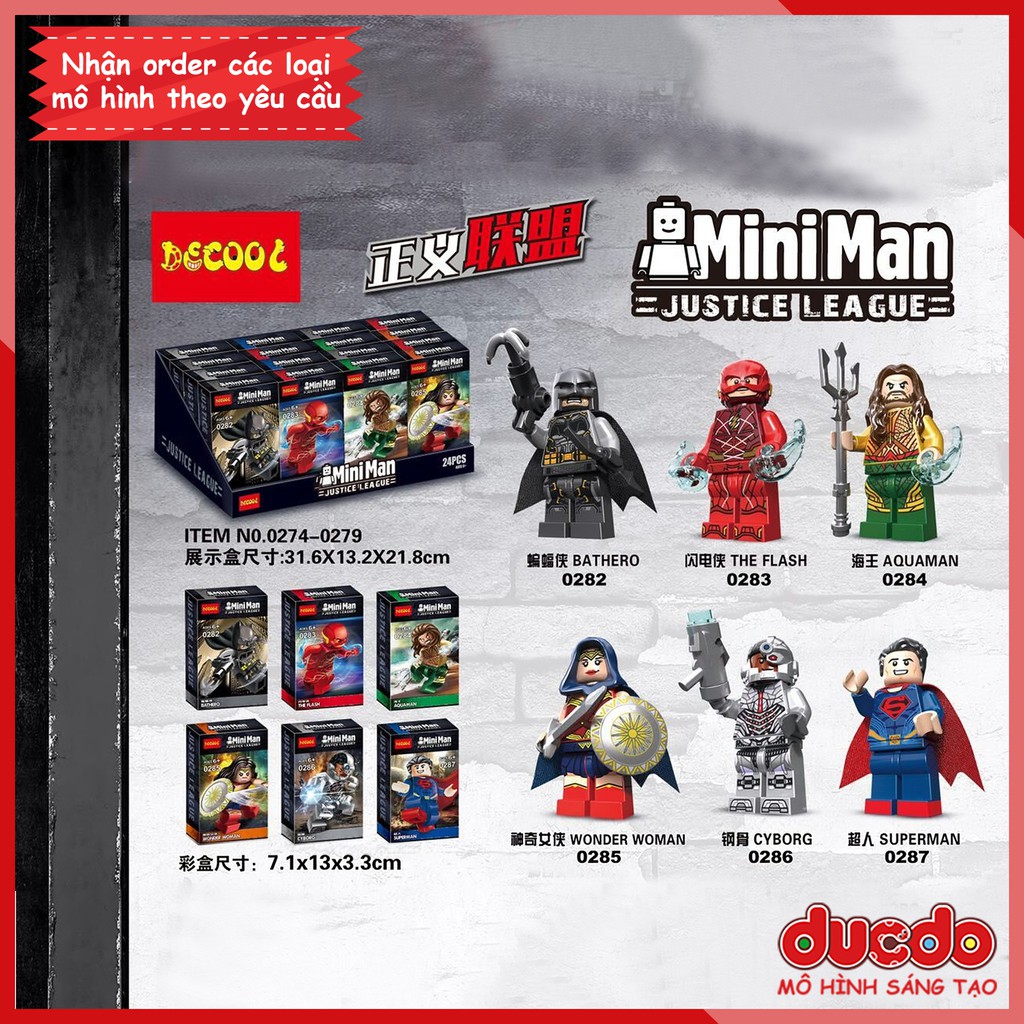 Minifigures các nhân vật Justice League tuyệt đẹp - Đồ chơi Lắp ghép Mô hình Mini Batman DECOOL 0282 0287