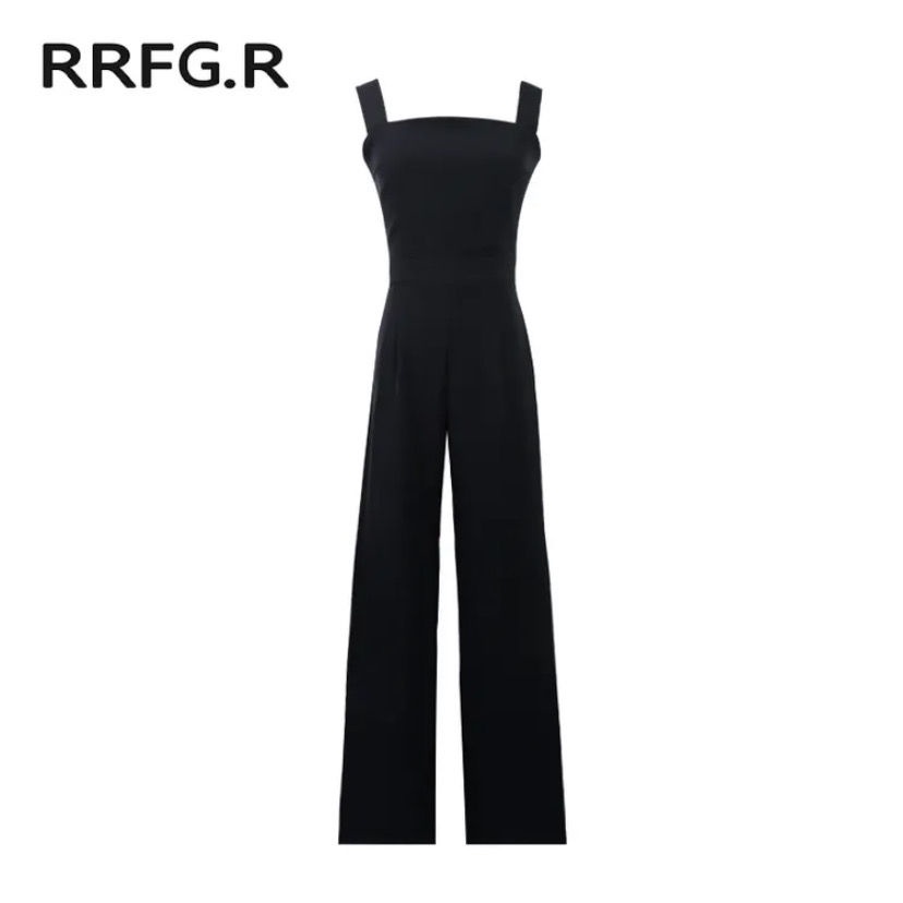Jumpsuit Hai Dây Màu Đen Dáng Ôm Thời Trang Xuân Thu Cho Nữ