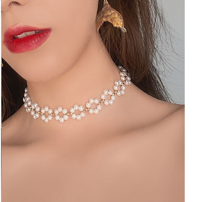 Vòng Cổ Choker Đính Hạt Ngọc Trai Phong Cách Hàn Quốc Dành Cho Nữ