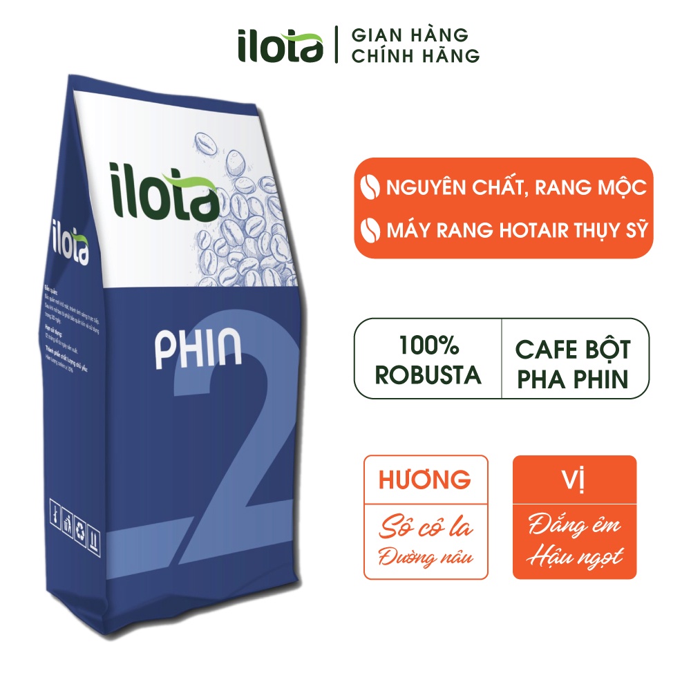 (COMBO 2 gói) cà phê Robusta 250gr và Arabica 250gr Cafe rang xay nguyên chất pha Phin ILOTA Coffee