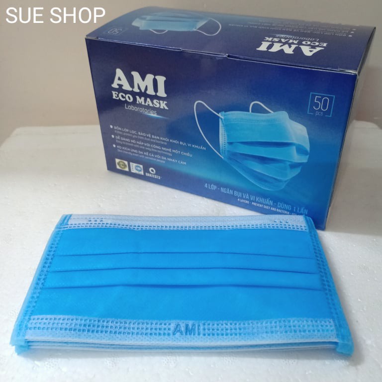 Khẩu trang y tế 4 lớp hiệu AMI (Hộp 50 cái)