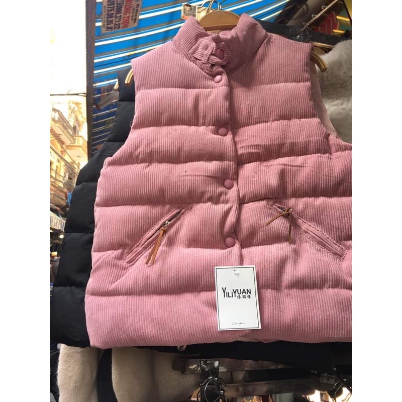 Áo Gile phao nhung cúc bấm