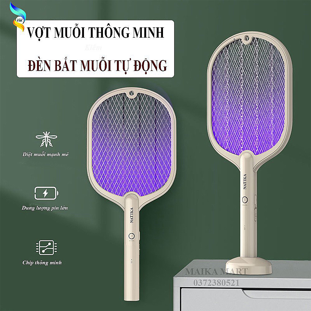 Vợt Bắt Muỗi Thông Minh Kiêm Đèn Bắt Muỗi, Vợt Muỗi 2 trong 1 NATIKA.Bảo vệ Pin Lithium Bằng Smart Chip 1C8