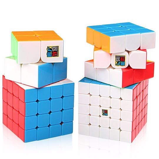 Combo 4 Khối Rubik Gift Box 2x2 3x3 4x4 5x5 Stickerless