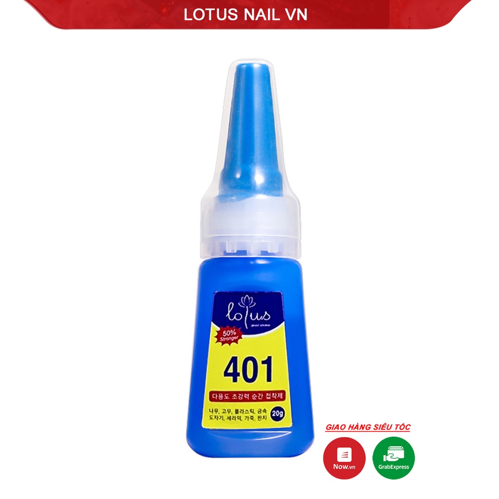 Keo 401 Lotus không bị nóng tay dán móng, phụ kiện siêu chắc