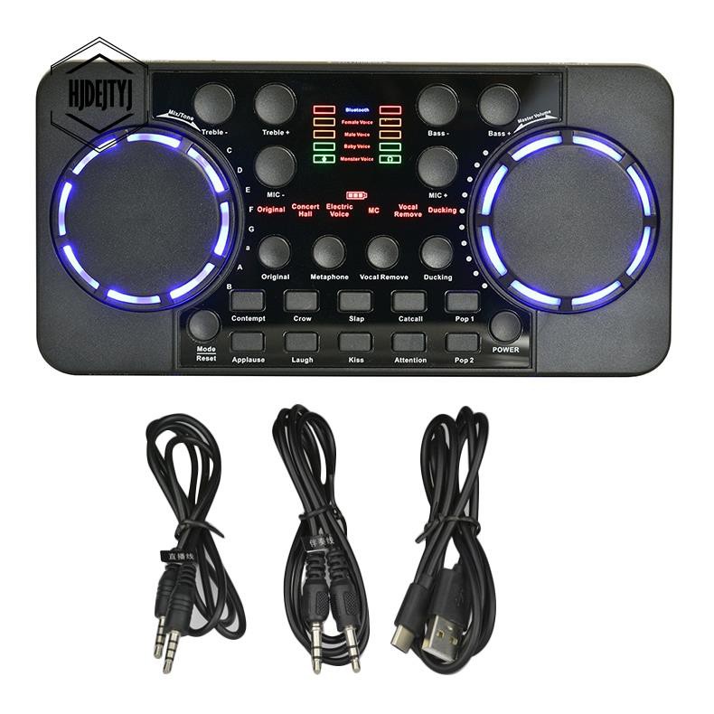 【COD】V300 PRO Sound Card 10 Sound Effects Bluetooth Noise Reduction Audio mixers Headset mic Voice Control for Phone PC