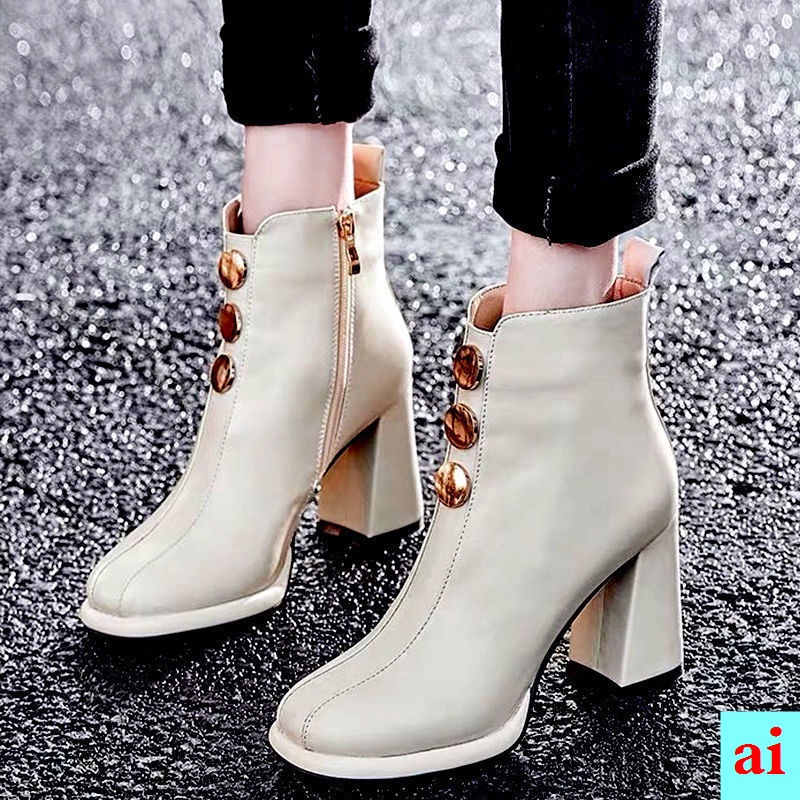 Giày Bốt Martin Cổ Cao Đế Dày Bằng Lông Cừu Giữ Ấm Chống Thấm Nước Thời Trang Mùa Đông Cho Bạn Gái
