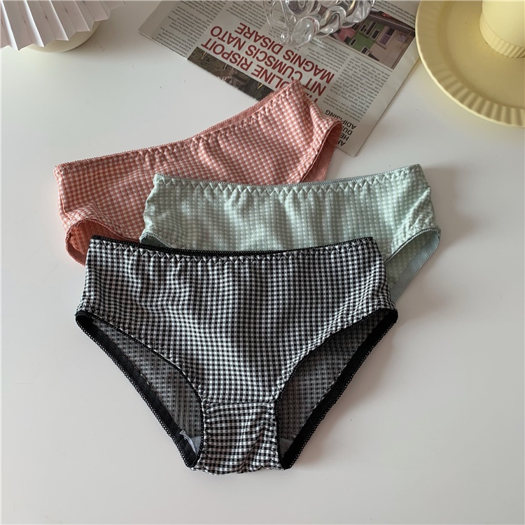 1 Bộ Đồ Lót Nữ Họa Tiết Kẻ Sọc Caro + Áo Ngực Mềm Không Dây Có Thể Tháo Rời | BigBuy360 - bigbuy360.vn