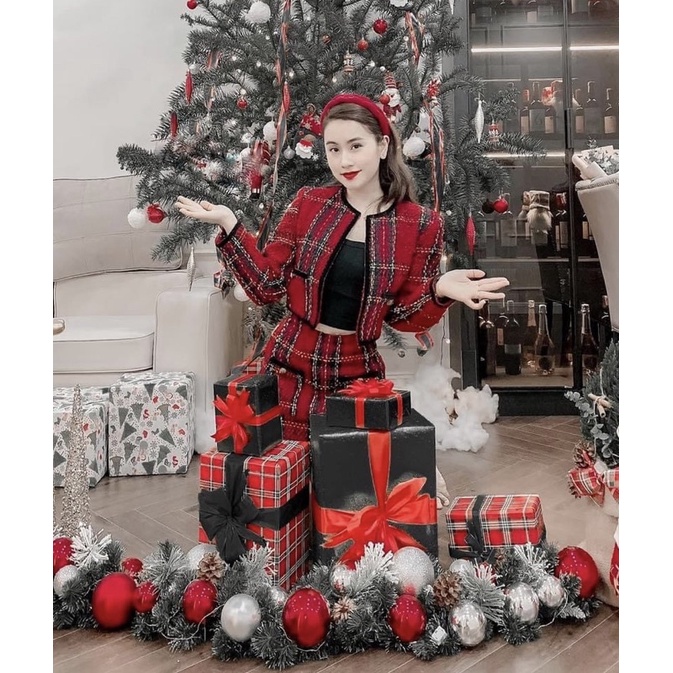 SET DẠ TWEED KẺ ĐỎ HÀNG THIẾT KẾ | BigBuy360 - bigbuy360.vn