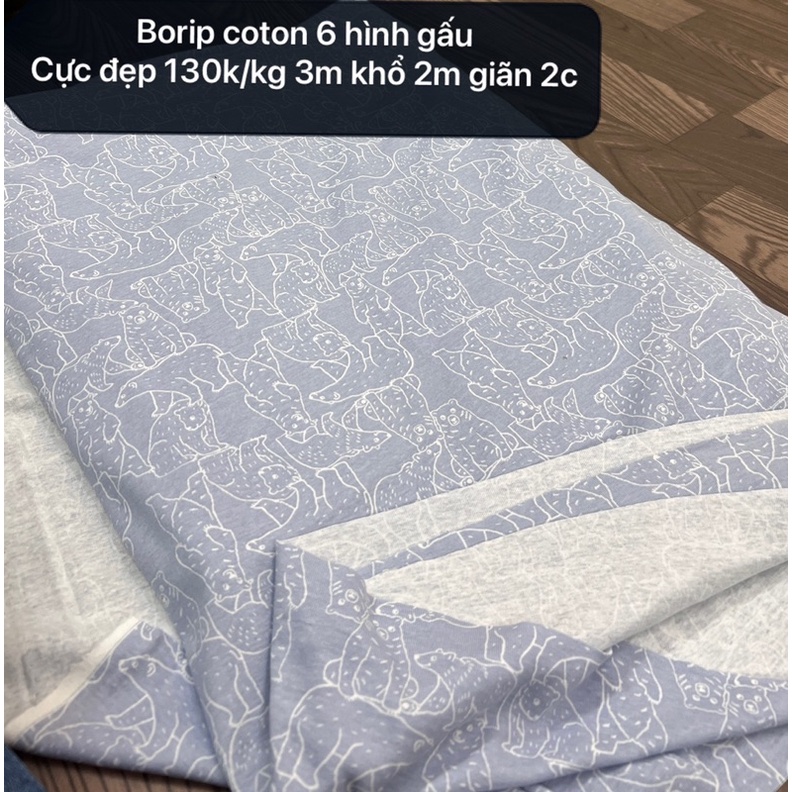 Vải Cotton cho bé , cotton 100% ,vải thun cotton hình thú , BoZip Hàn Quốc