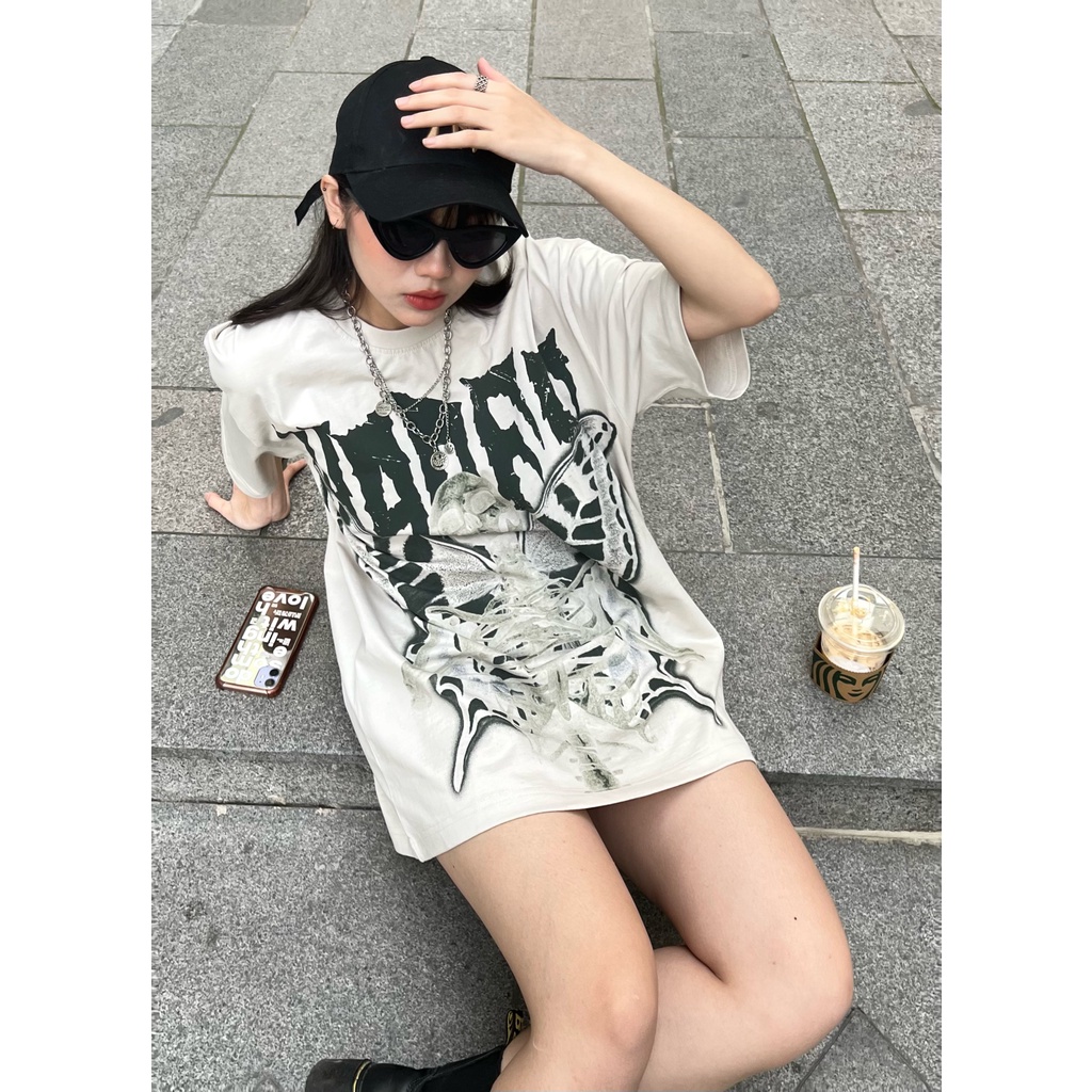 Áo Thun Tay Lỡ Unisex SKULL BUTTERFLY 100% Cotton HADES Brand Chính Hãng | BigBuy360 - bigbuy360.vn