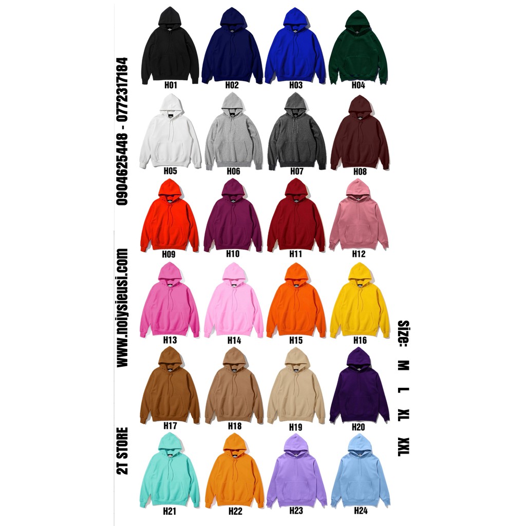 Áo Hoodie unisex 2T Store Bst màu sắc H13 đến H24 - Áo khoác nỉ chui đầu nữ nón 2 lớp dày dặn chất lượng đẹp | BigBuy360 - bigbuy360.vn