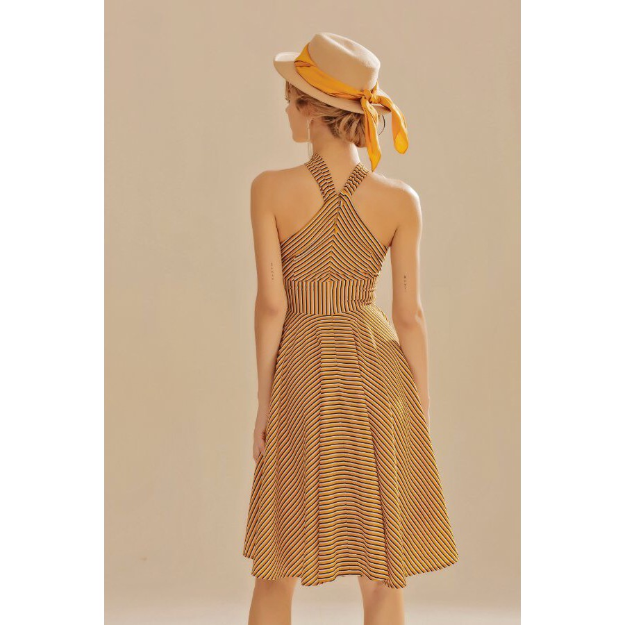 SÒ VINTAGE - HOLLY Đầm yếm sọc gài nút cổ | BigBuy360 - bigbuy360.vn