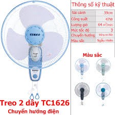  [GIAO HỎA TỐC] Quạt treo tường 2 dây Senko TC1626- HÀNG CHÍNH HÃNG - BẢO HÀNH 2 NĂM