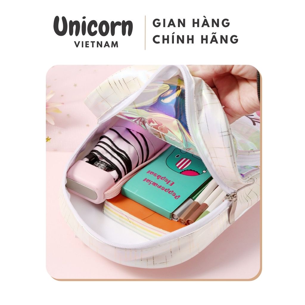 Balo túi nữ đi học giá rẻ da bóng kỳ lân cute dễ thương Unicorn Vietnam