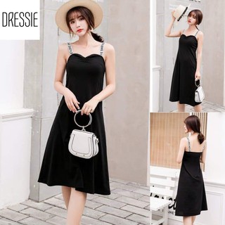 Áo Váy Đầm Xòe Cao Cấp DRESSIE Midi Hai Dây Nữ Đẹp Sexy Quyến Rũ Thời Trang Dạo Phố Dự Tiệc Cưới - DX124
