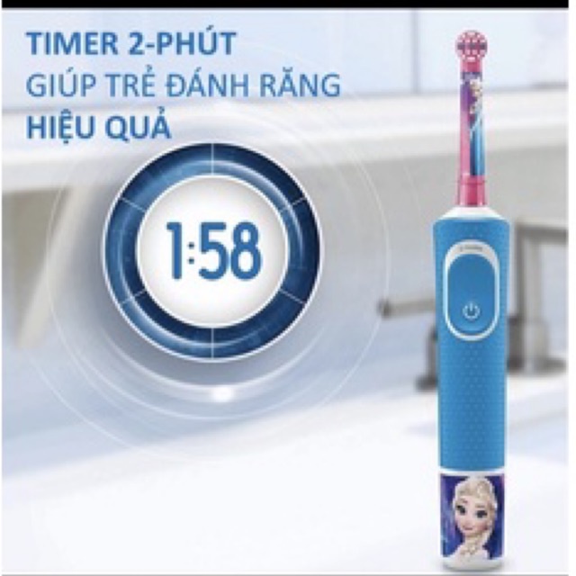 Bàn chải điện oral b chính hãng cho bé trai, bé gái sạc điện