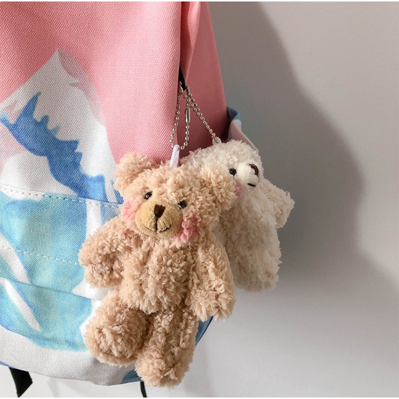 Móc khóa trang trí gắn hình chú gấu nhồi bông đáng yêu