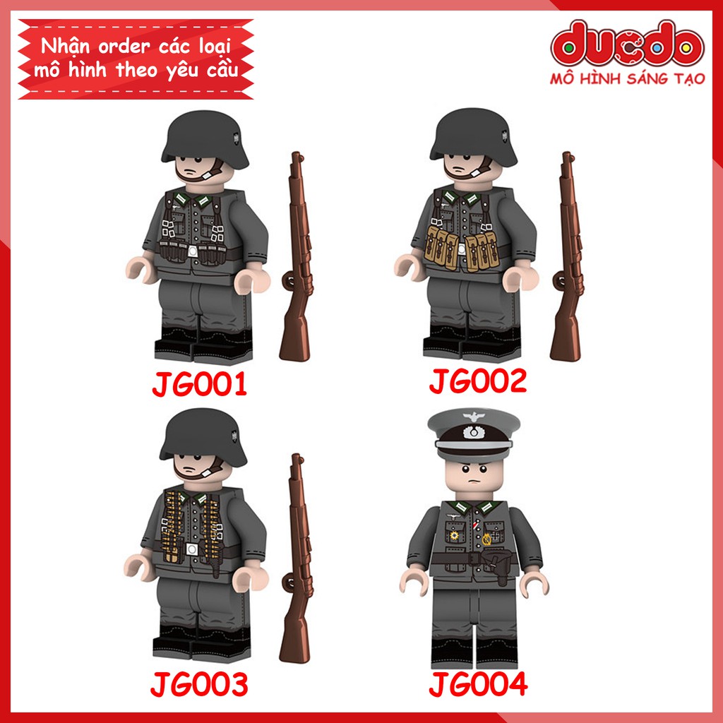 Minifigures chiến binh Army trong chiến tranh thế giới - Đồ chơi Lắp ghép Xếp hình Mô hình Mini WW2 JG001 - 004