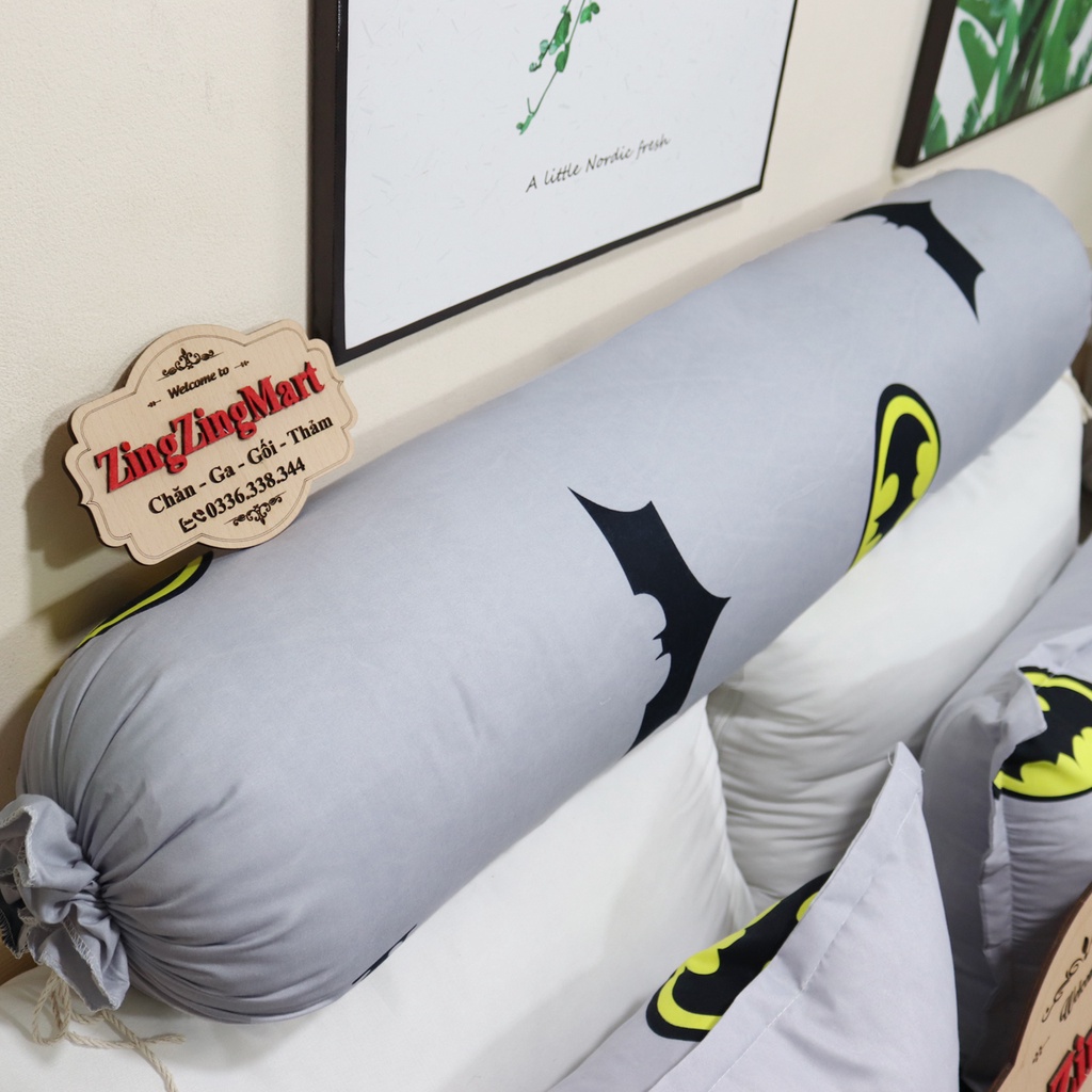 Ga gối Poly Cotton, Bộ ga kèm 2 vỏ gối 45x65cm mẫu Batman Hàng Y Ảnh, ga gối NguyetBedding | BigBuy360 - bigbuy360.vn