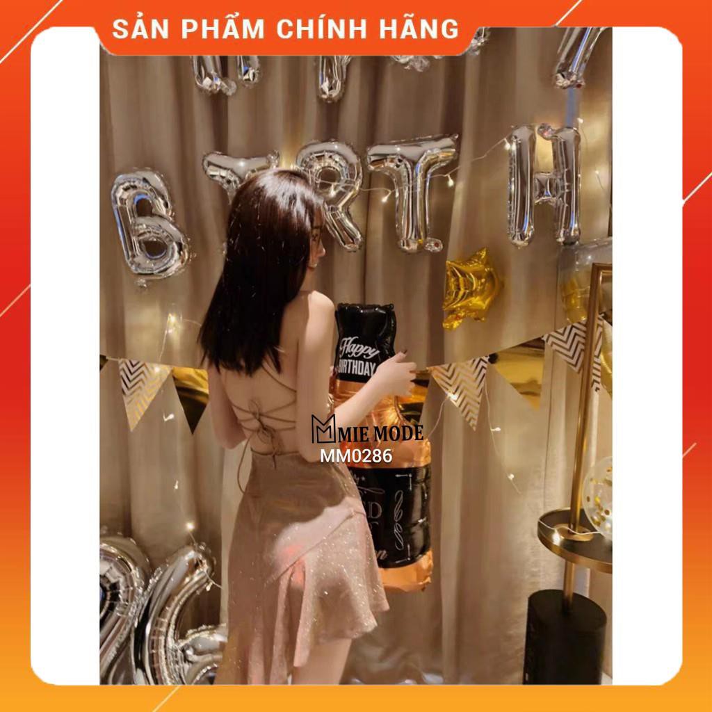 [HÀNG LOẠI 1] Váy ôm body nhũ kim sa ❤️ lưng trần dự tiệc cao cấp, có mút ngực, lót chống dặm mm0286