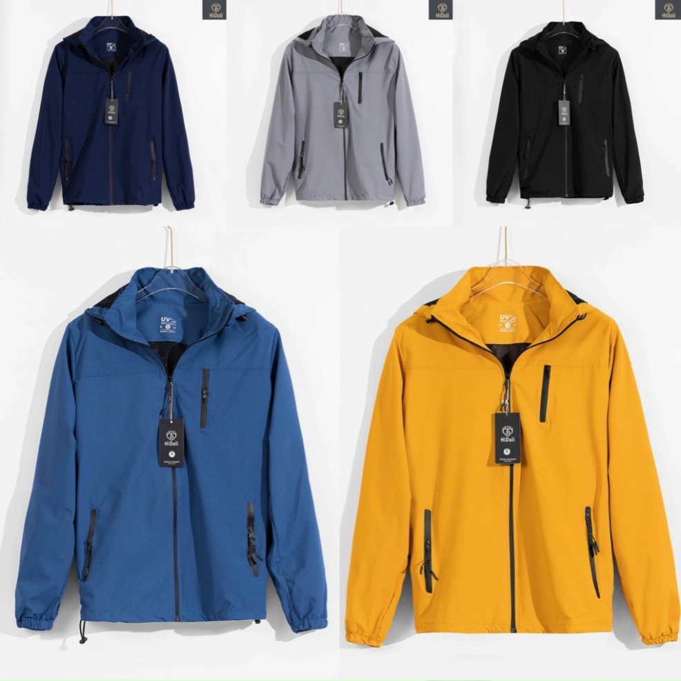 Áo khoác gió nam nữ POMAN chống nước tuyệt đối, 2 lớp unisex có mũ tháo dời