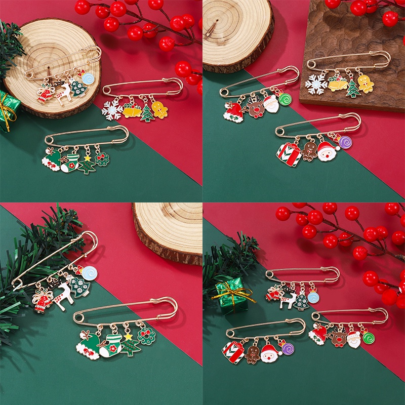 Huy Hiệu Cài Áo Hình Ông Già Noel Phối Tua Rua Thời Trang Sang Trọng